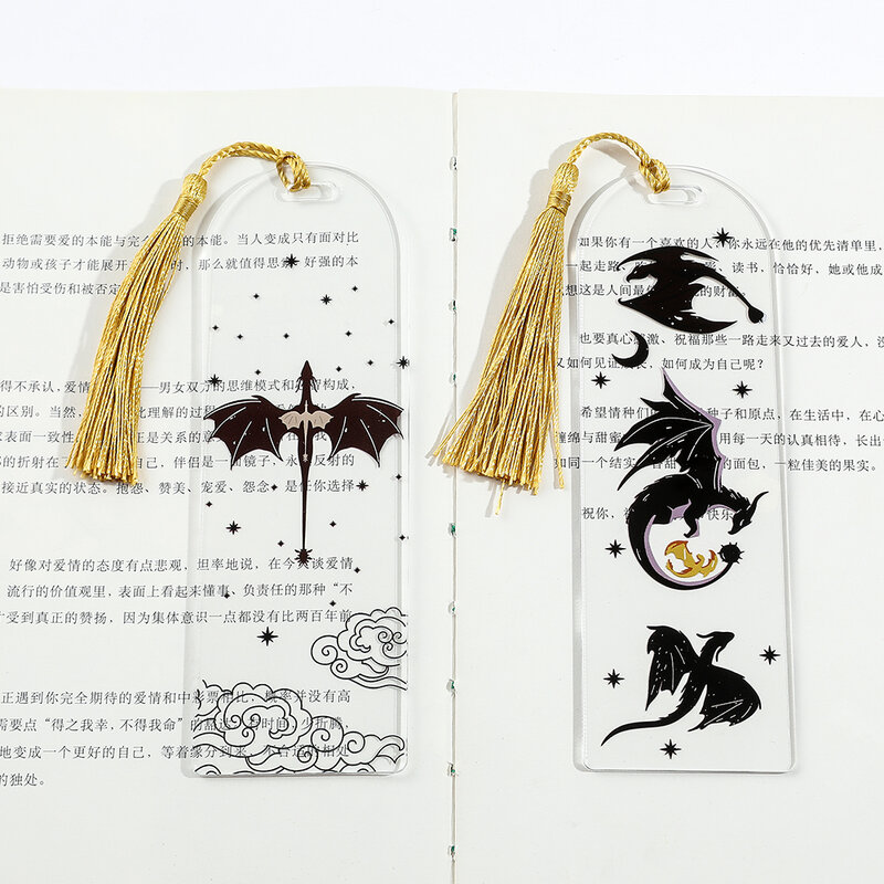 Marcapáginas de dragón negro de Anime, regalo de colección para amantes de los libros, marca de libro acrílica para hombres, mujeres, profesores, amigos, niños, marcador de lectura