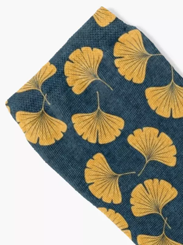Ginkgo biloba-Calcetines de hojas de gingko para hombre, calcetín con calefacción, color azul, regalo para niña