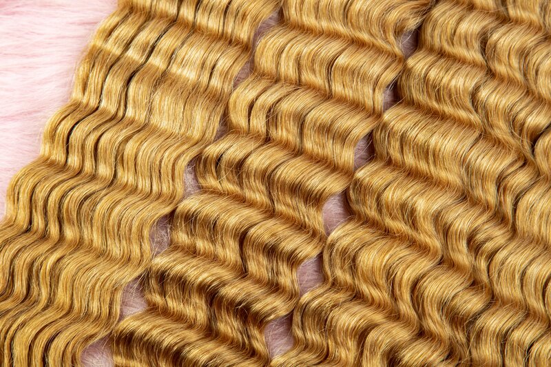 Extensiones de cabello humano para mujer negra, mechones de pelo virgen brasileño 100%, con ondas profundas degradadas de 26 y 28 pulgadas, a granel, sin trama, para trenzas bohemias