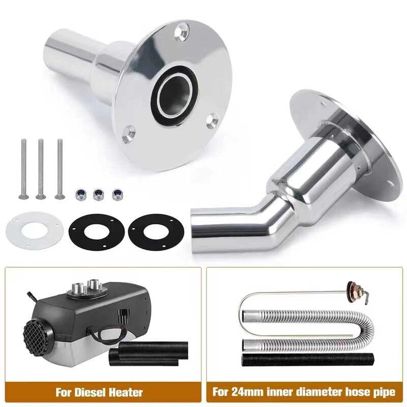 Thru Hull Skin Exhaust Fitting Stainless Steel 22mm 24mm Tube Pipe Socket Hardware Part of Air Diesel Heater For Boat Truck