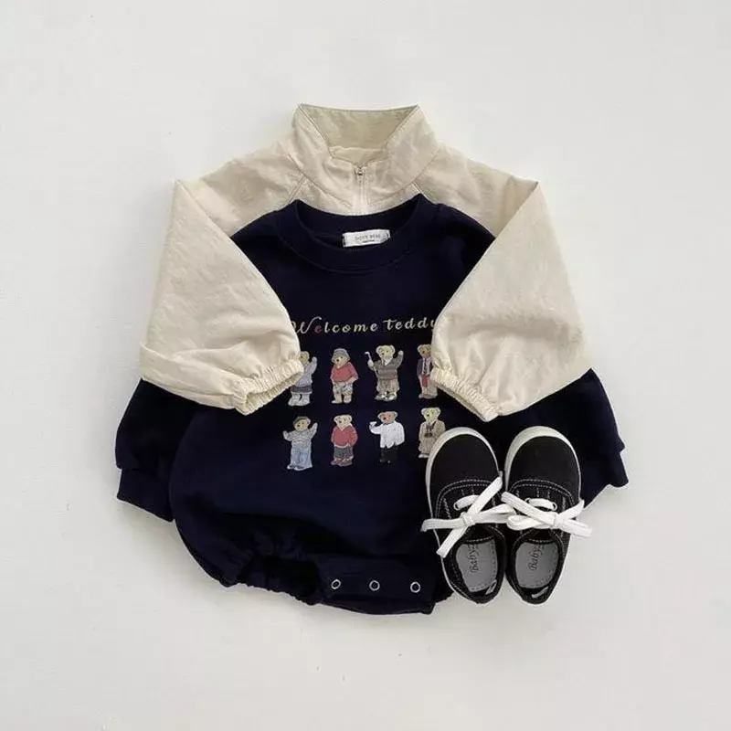 Bodysuit de manga comprida para bebé, macacão infantil de algodão, moda casual, menino e menina recém-nascidos, 0-24 M, novo, 2024 M