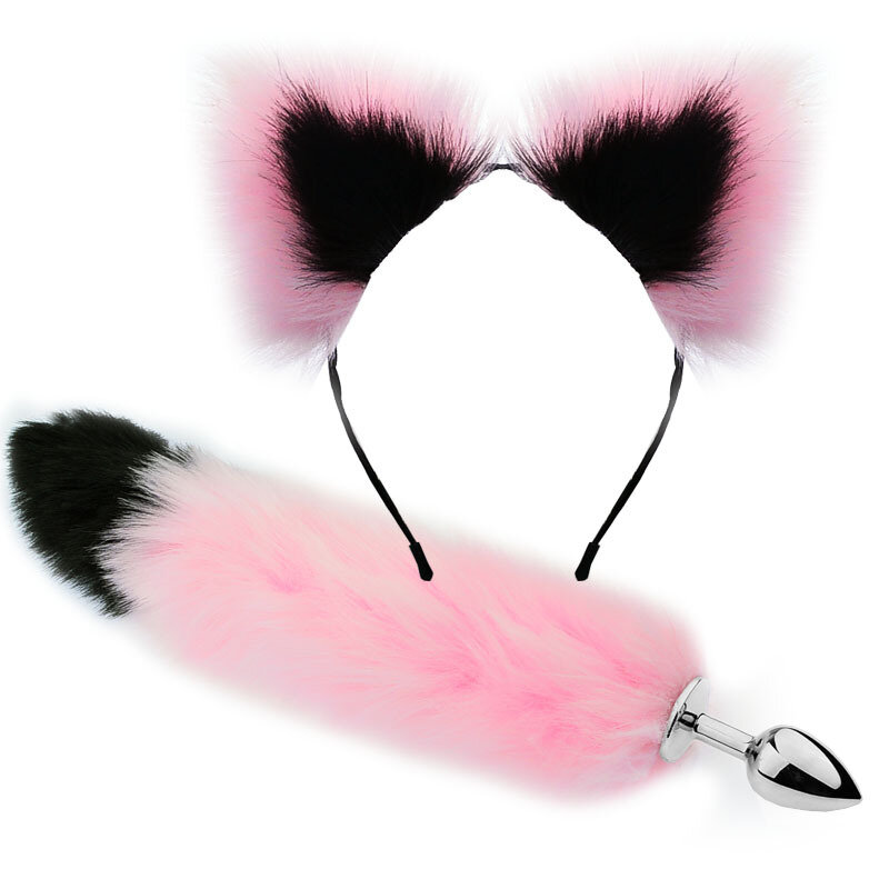Anal Plug Fox Tail with Hairpin Butt Plug Tail Ears Headbands Cosplay Accessories Prostate Massager Anal Sex Toys for Couples