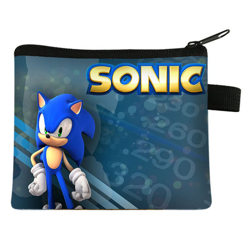Bolsa de moedas infantil Sonic The Hedgehog Carteira de vento escuro saco de cartão portátil sacos de armazenamento de chaves presentes de férias para meninos, novo