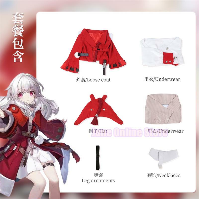 Clara Cosplay Wig Costume Game Honkai Star Rail Cosplay Wigs Clara Red Suit Long Hair Halloween Party Role Play 2023 New