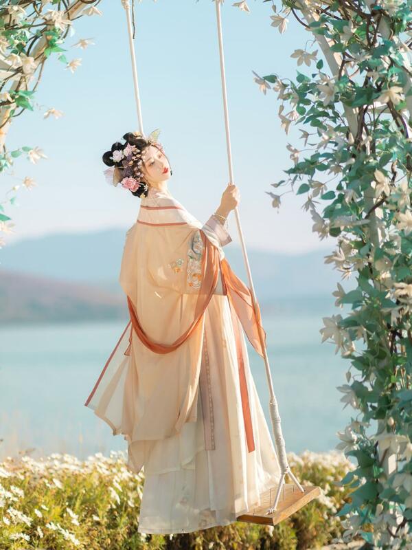 Hanfu Cina Tradisional Ditingkatkan Set gaya Oriental elegan Cosplay wanita dinasti lagu tarian rakyat gadis peri Hanfu Set Gaun