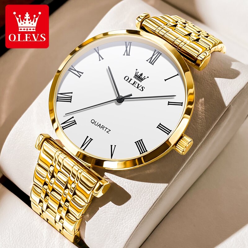 OLEVS Brand New prosty zegarek kwarcowy dla mężczyzn luksusowy złoty pasek ze stali nierdzewnej wodoodporne modne męskie zegarki Relogio Masculino