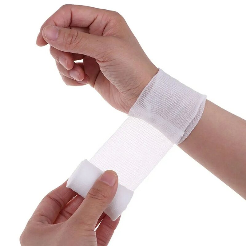 Atadura de algodão pbt elástico pele-friendly respirável gaze ferida curativo cuidados primeiros socorros bandagem 10cm * 450cm