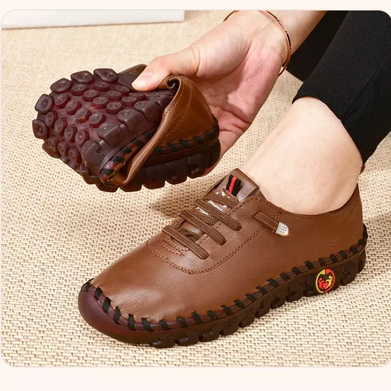 Trampki damskie buty skórzane mokasyny dla kobiet wygodne wsuwane buty mieszkania nici do szycia ręcznego buty mama Zapatillas De Mujer