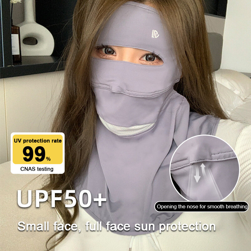 Full Face Sunscreen Mask Female Summer Anti-Ultraviolet Driving Riding Sunshade Face Kini Eye Protection Ice Silk Masks