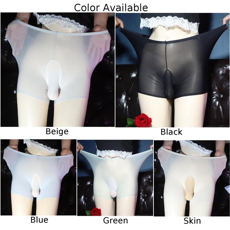Calcinha Boxer de malha transparente para homens, cuecas sexy, transparente, calcinha ultra fina, seda gelada, boxers sem costura, lingerie erótica