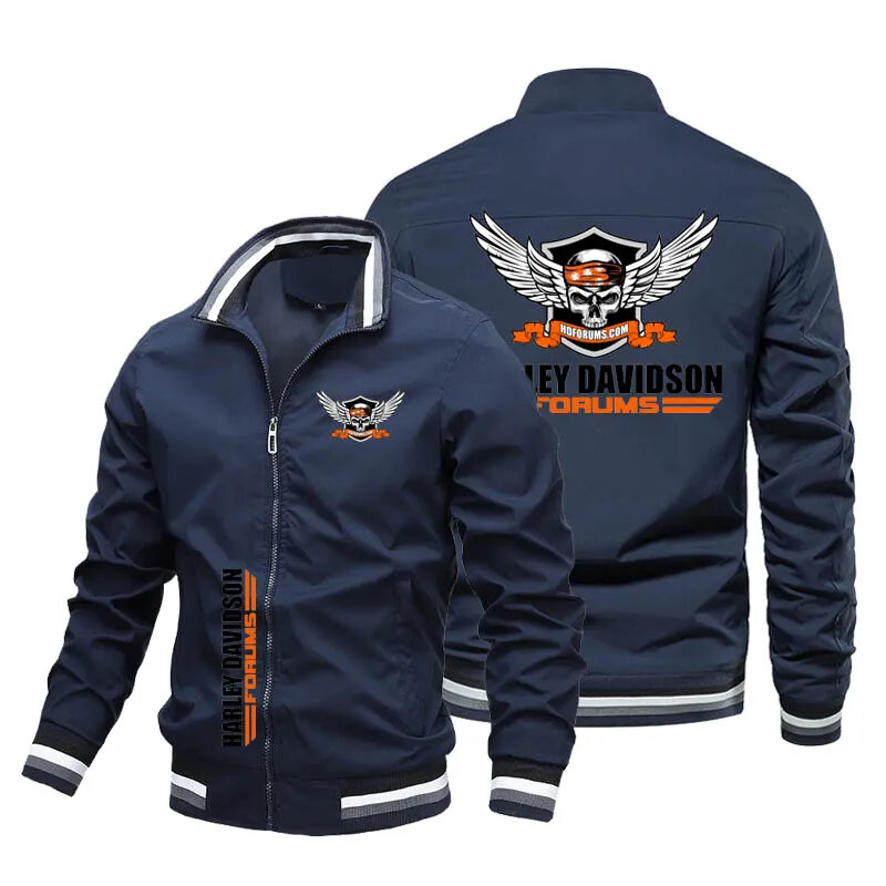 Large sports jacket with men's racing logo, high-quality, fashionable, casual jacket with motorcycle print, 2024