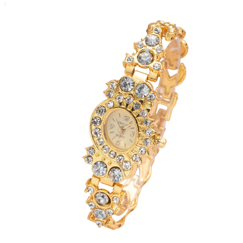 Damska zegarek kryształowy Premium łatwa do odczytania tarcza z brokatem modna bransoletka ze stopu zegarek walentynkowy prezent dla pań