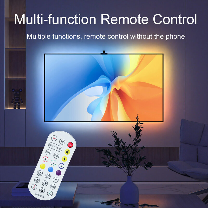 Lampu setrip TV lingkungan cerdas pilihan warna, lampu setrip LED lingkungan sinkron RGB lampu latar TV Sensasi