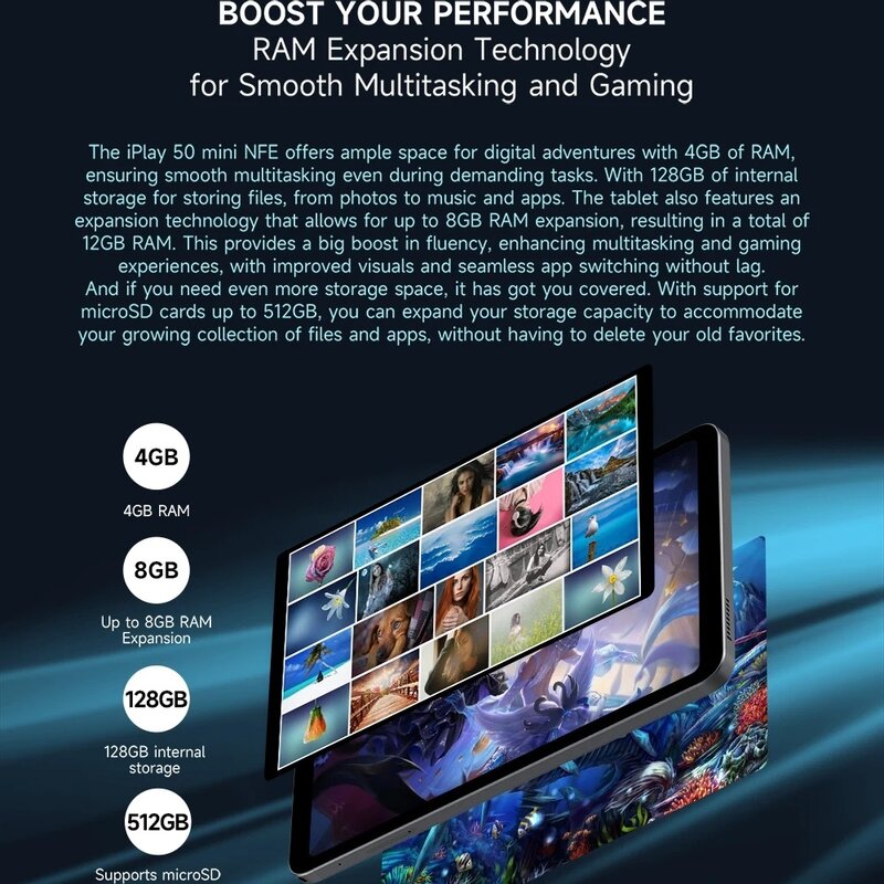 Alldocube iPlay50 미니 태블릿, 안드로이드 13, 넷플릭스 L1, 가상 메모리, 8GB + 4GB RAM, 128GB ROM, 4G 듀얼 심 카드, 8.4 인치, 타이거 T606