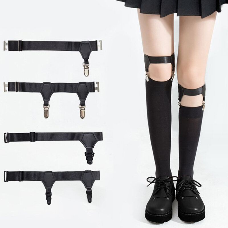 Women Sexy Punk Goth PU Leather Elastic Garter Leg Thigh Ring Clothing Accessory Leg Suspender Sexy Stockings Garters
