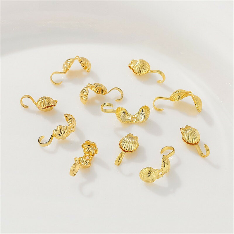 18K Gold Shell Buckle Flower Hook Handmade DIY Bracelet Necklace Closing Buckle First Jewelry Accessories K054