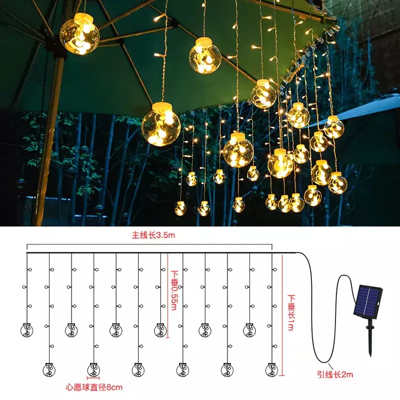 Lampu LED tenaga surya luar ruangan tahan air peri Garland botol Votive lampu gorden tali lampu pesta Natal untuk dekorasi taman