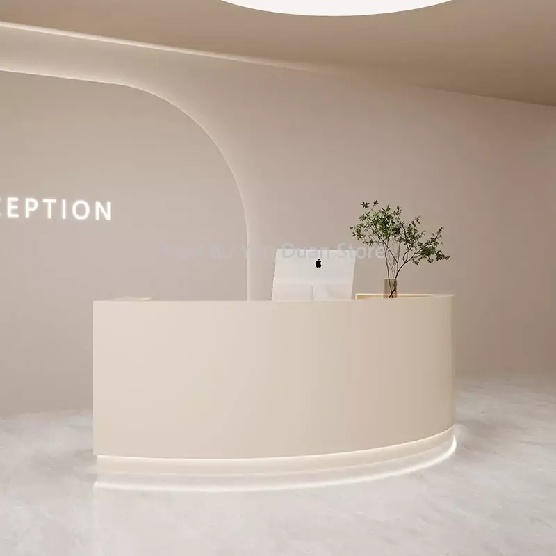 Mostrador De recepción sencillo y moderno para salón De belleza, Mesa De Madera Blanca personalizada, Mostrador De muebles para Bar