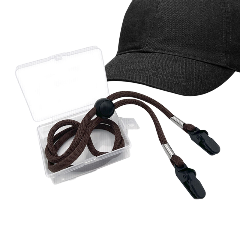 Ajustável Hat Chin Strap with Hat Clips, fivela de dupla camada, cordão de poliéster, chapéu removível, 80cm de comprimento