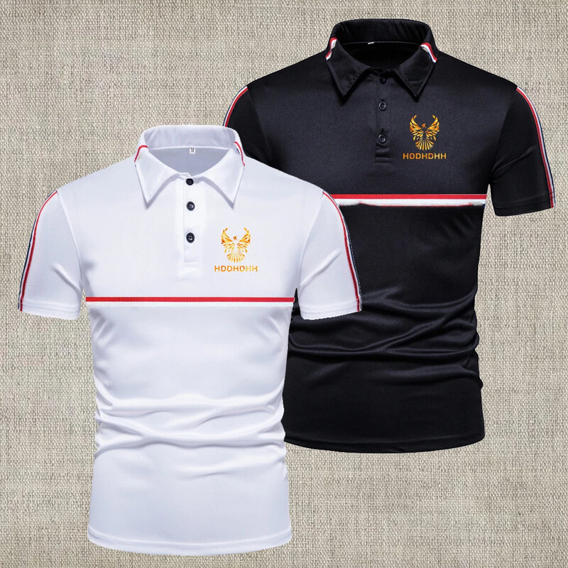HDDHDHH Brand Print Men's Polo Shirts Casual Short Sleeve T-Shirts Turndown Collar Tee Summer