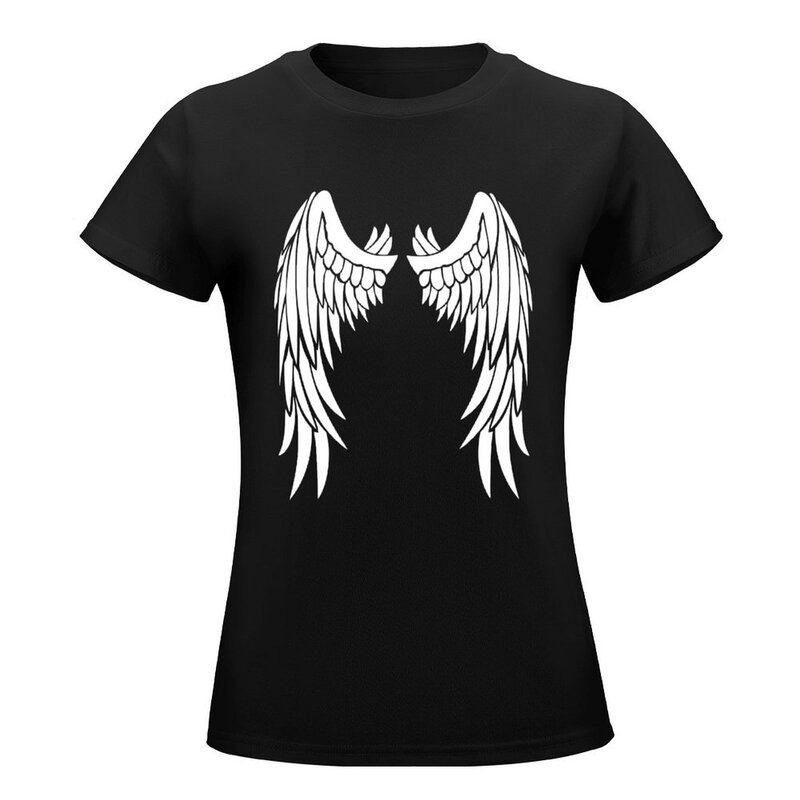 Angel Wings 무스키스타일 티셔츠, 한국 패션, 귀여운 상의, 디자이너 의류, 여성 럭셔리