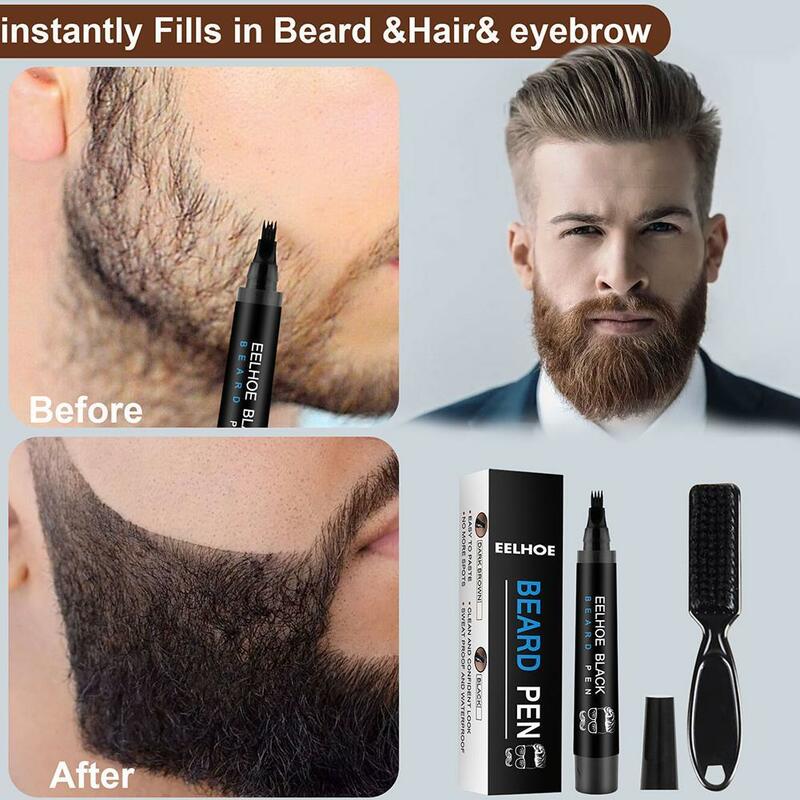 Lápis de enchimento de barba Cobertura duradoura Escova de barba Enhancer impermeável, Coloração do bigode, Ferramentas de Shaping