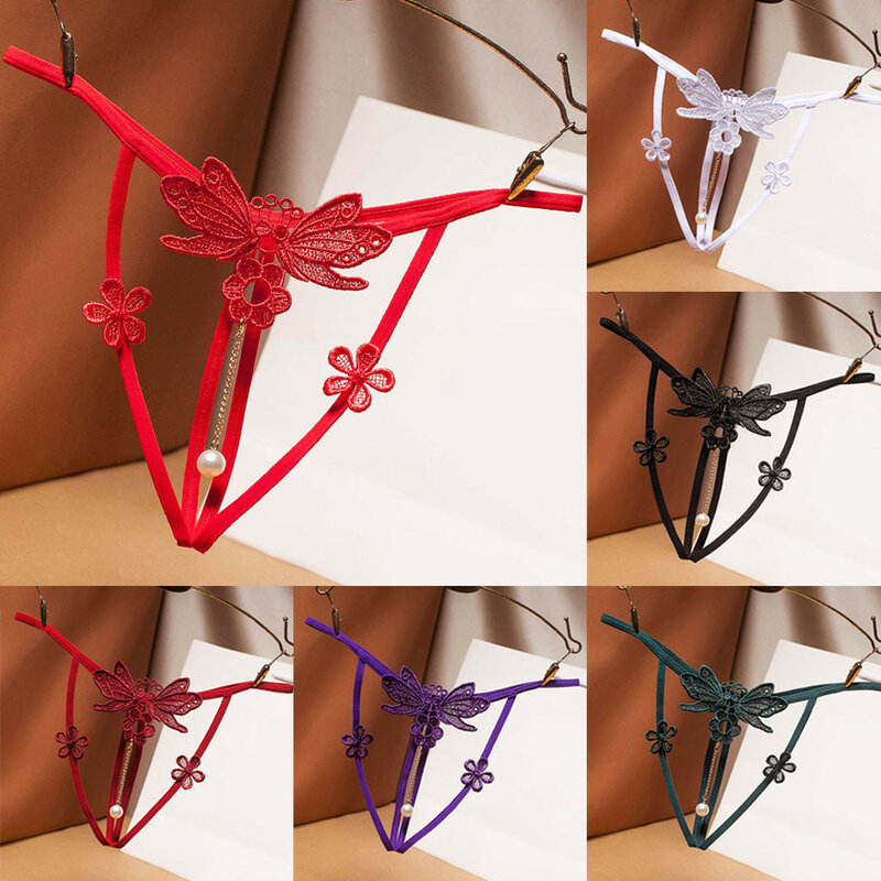 Embroidery Flower Lace Crotchless Panties Women G Strings Thongs Sexy Underwear Low Rise Open Panty Brief Lenceria Sensual Mujer