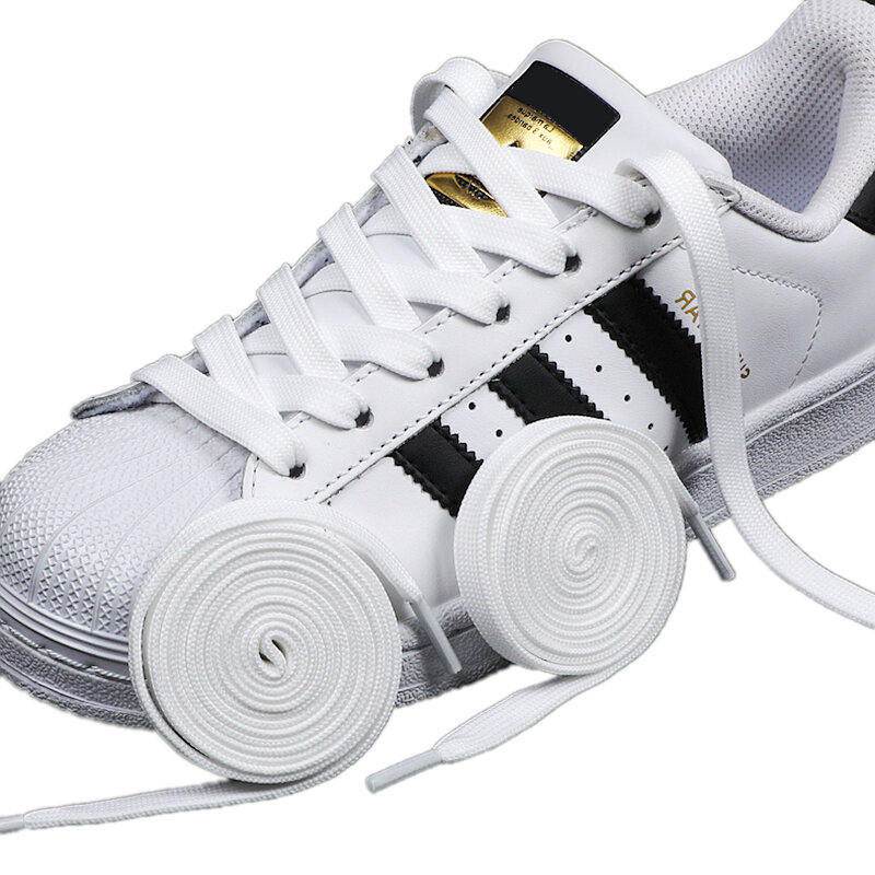 أربطة الحذاء ذات الطبقة المزدوجة للأحذية القماشية ، أربطة الحذاء المسطحة ، رباط مطاطي أبيض وأسود ، أربطة بيضاء متطابقة بالكامل ، AF1 ، زوج واحد