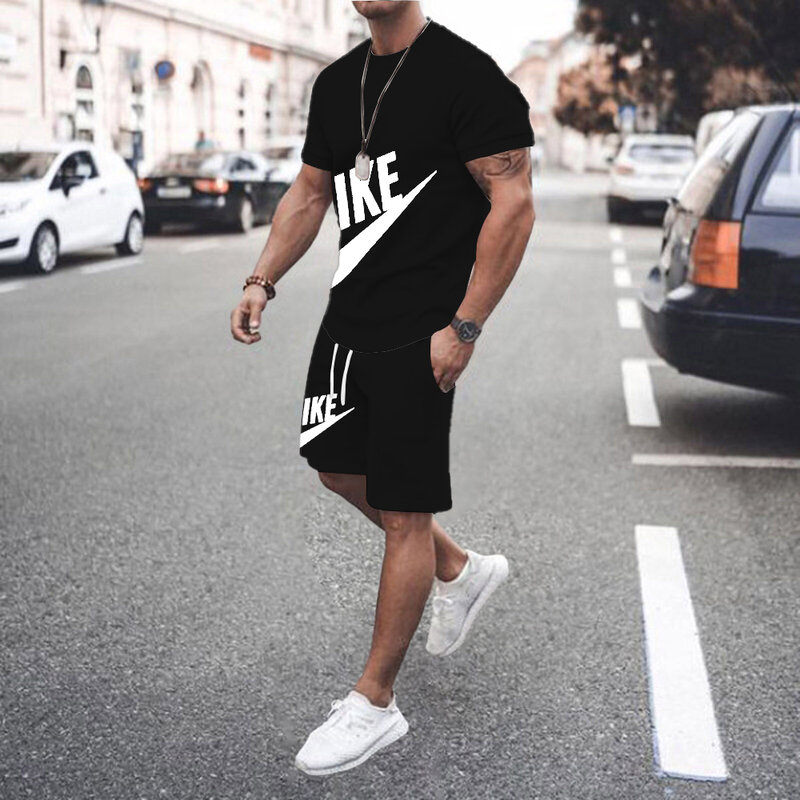 2024 cotton Europe And The United States Men's 13 Color Summer New Short Sleeve Shorts Leisure Sports Suit Men