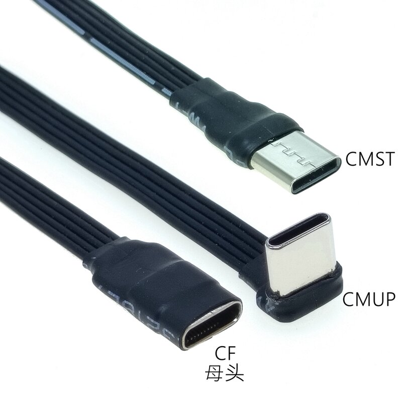 Usb 2.0 Type-C Band Platte Kabel Verlenging Fpc Kabel Usb 2.0 USB-C 90 ° Up/Down Schuine Plug 5Cm-1M Voor Tv Pc