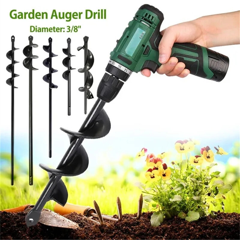 Drill Head for Digging Hole for Garden Planting Farm Agricultural Spiral Drill Bit Loose Soil Alloy Ground Drill Short Rod Plant