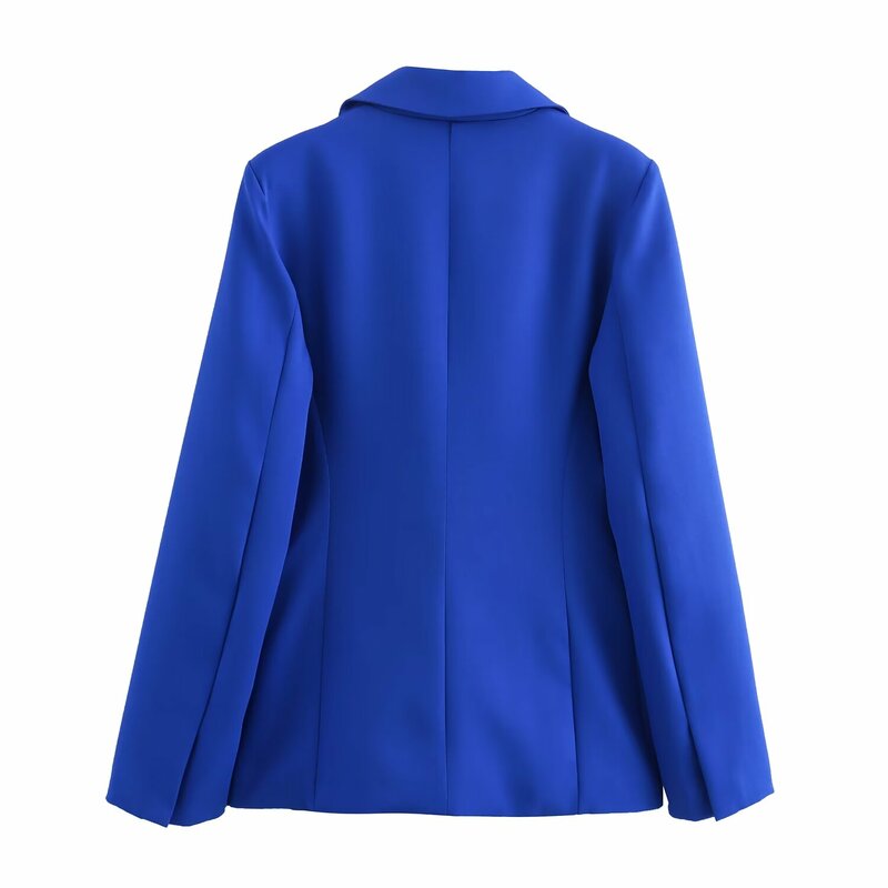 Abrigo Vintage de manga larga con bolsillo para mujer, Top elegante con decoración de hilo, ajustado, de un solo pecho, a la moda, novedad de 2024