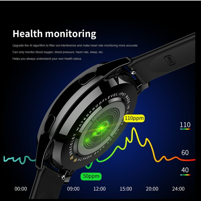 LIGE-relógio inteligente para homens e mulheres, IP67 impermeável, chamada bluetooth, freqüência cardíaca, monitoramento da pressão arterial