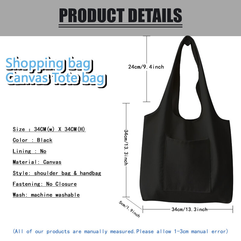 Bolso de compras para mujer, Bolsas de hombro, chaleco de lona con patrón Simple, Bolsas de comestibles ecológicas