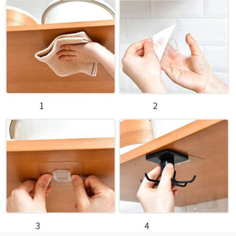 360 Degrees Rotated Kitchen Hooks Self Adhesive, Home Wall Door Hook