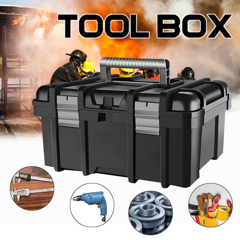 Empty Large Tool Box, estojo rígido à prova de choque, Hardware Tool Box Organizer, Caixa de ferramentas portátil para mecânica