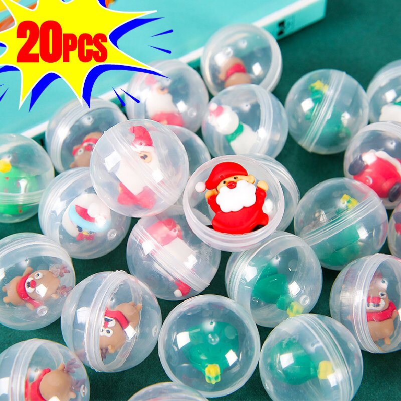 Creative Mini Christmas Doll Twisted Egg Toys Wholesale Transparent 32mm Santa Elk Spinning Egg Toy Kids Game Interactive Gifts