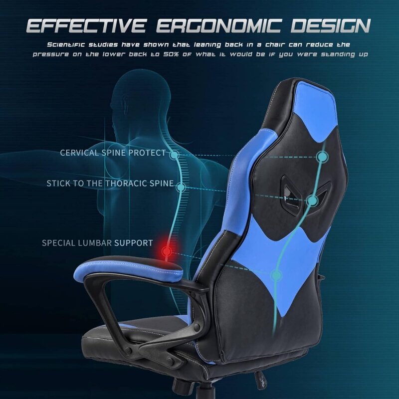 Chaise de gaming ergonomique pour adultes et adolescents, chaise d'ordinateur, PC, bureau, course