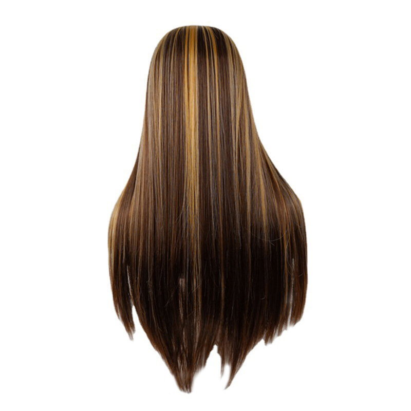 72cm Frauen lange gerade Perücke Mittelteil seidige HD Perücke Damen markieren lange lockige leimlose Hoch temperatur faser synthetisches Haar