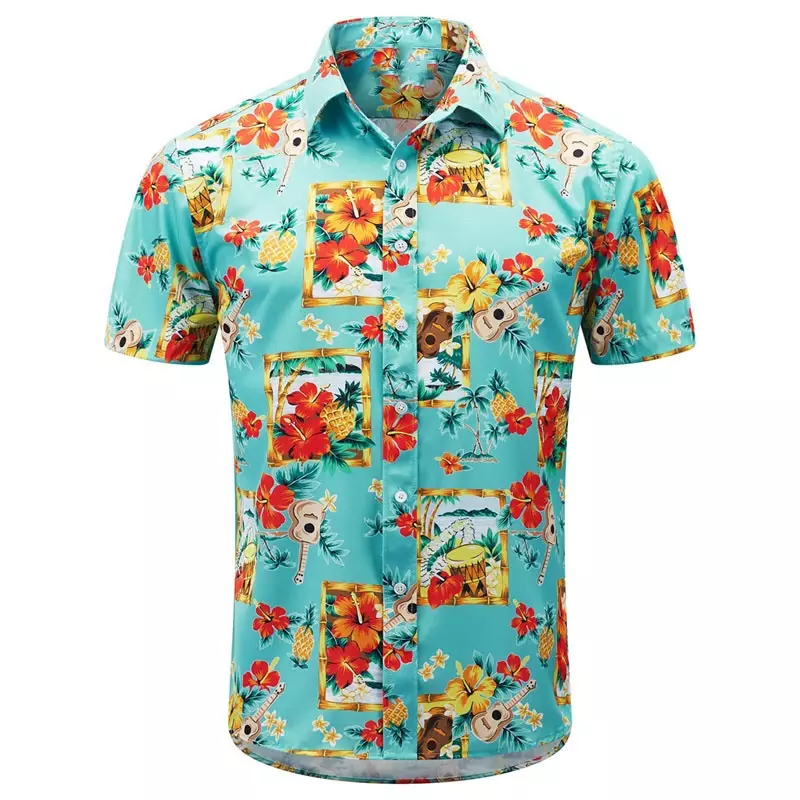 Herren hemd 2024 neuer Stil gedruckt Revers kurz ärmel ige Hawaii Urlaub Sommer lässig atmungsaktive Straße Outdoor-Arbeit täglich
