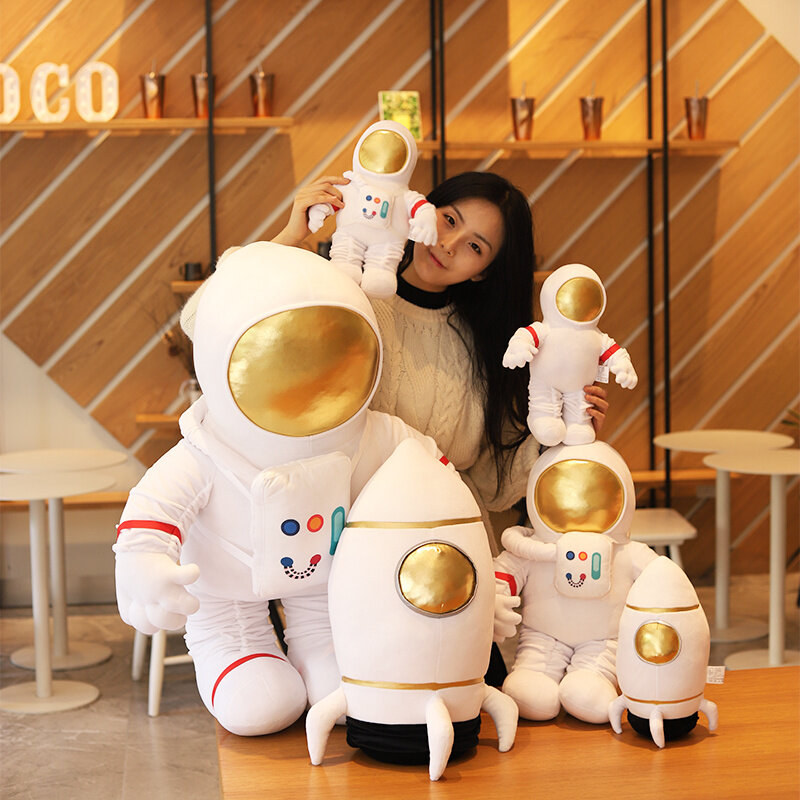 Muñeco de peluche de astronauta espacial, juguete de nave espacial única, almohada de peluche para niño, regalo de cumpleaños