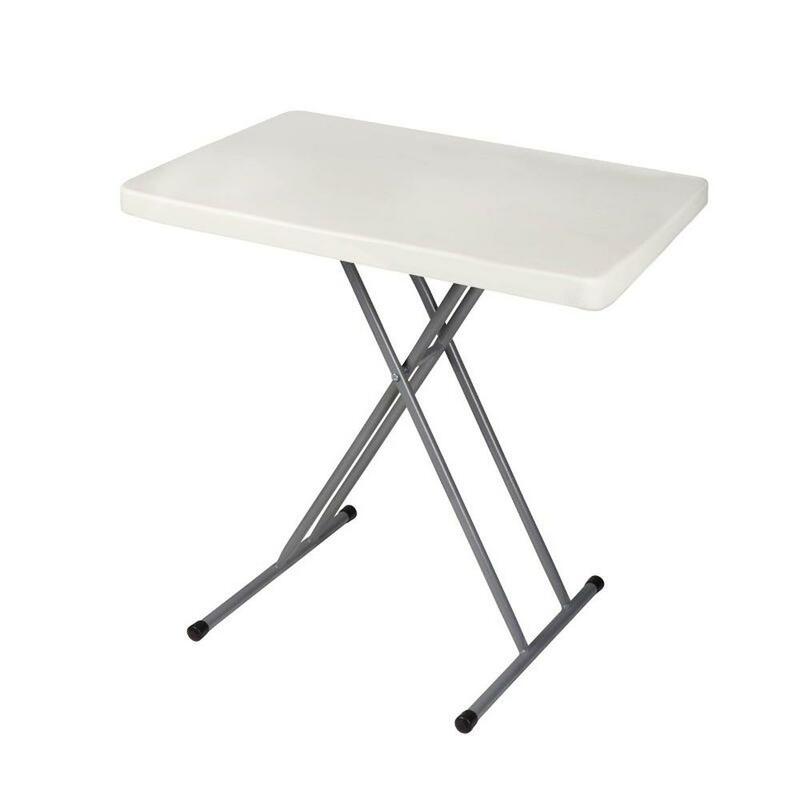 Adjustable Folding Card Table 20" x 30" Gray Top Lightweight Steel Frame Multi-Purpose Table Foldable Legs 6 Heights 150 lb