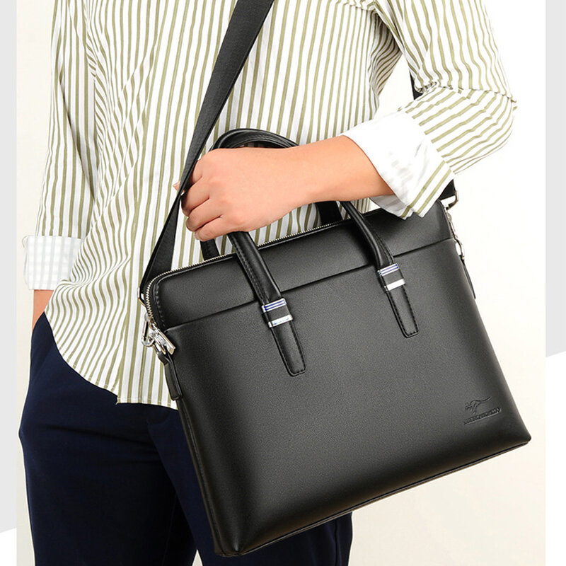 Кожаный портфель для мужчин, сумка-тоут для ноутбука 14 дюймов, мессенджер на плечо в деловом стиле, дизайнерская модная боковая офисная сумка для учеников