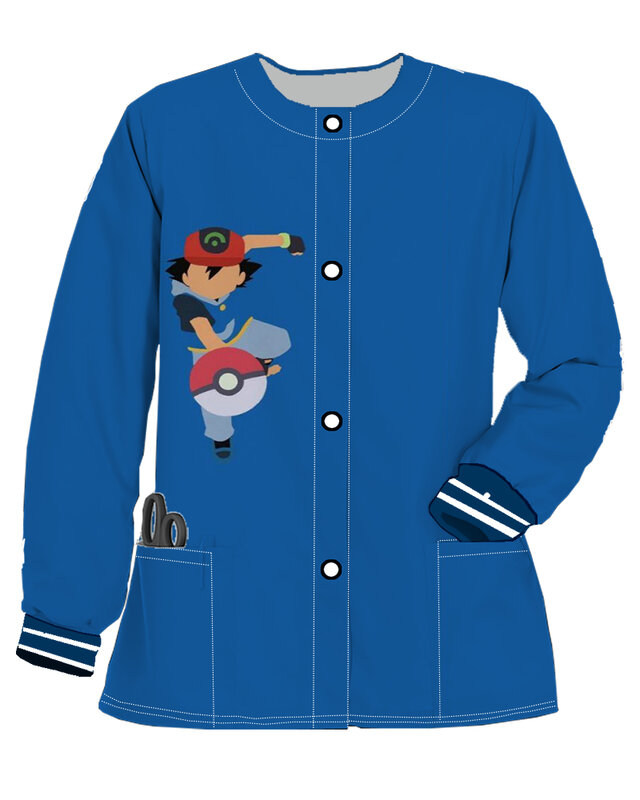 Pocket Nurse Jacket Cardigan Women's Coat 2023 Trend Button Autumn Women's Clothing Free Shipping Doctor's Uniform Harajuku Tops