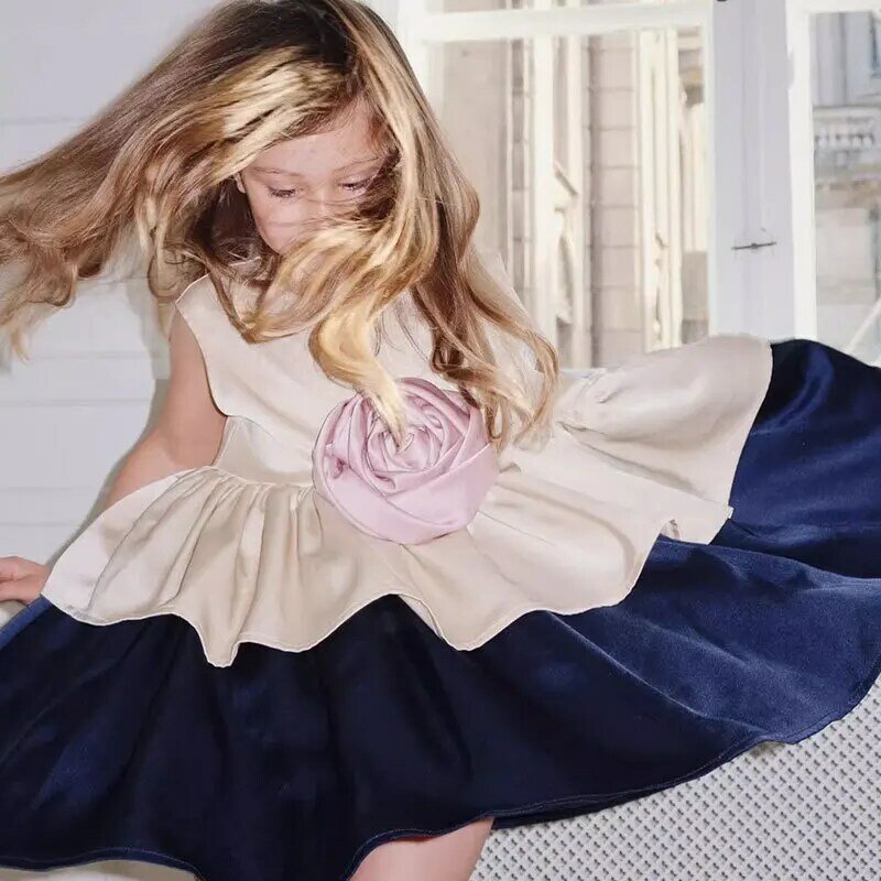 Платье для девочек Коллекция весна-лето 2024, маленькое платье без рукавов в виде Розы, платье принцессы на день рождения