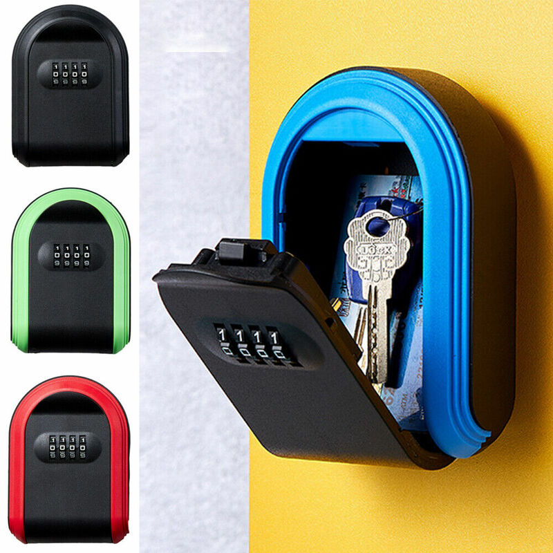 Kotak penyimpanan kunci terpasang di dinding, kotak penyimpanan 4 kombinasi Digital dengan kata sandi, kunci kode keamanan untuk rumah kantor