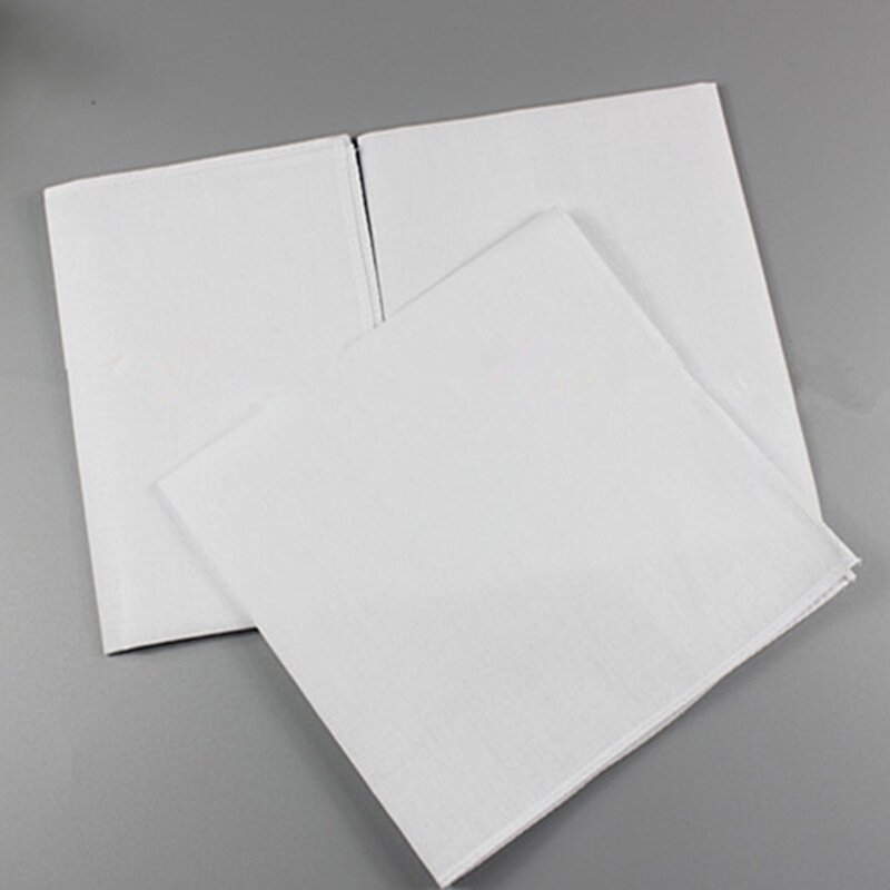 Embroidery Tie-dye Square Useful Handkerchief for Woman Man Gentleman White Cotton Handkerchief Square Handkerchief