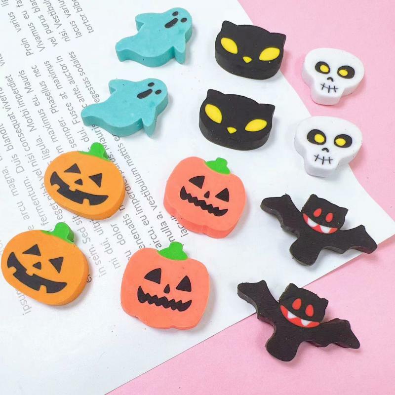 Casuale 30 pz/pacco Halloween bambini studenti personalità creativa cancelleria Cartoon Skull Pumpkin Bat Ghost Shape Eraser
