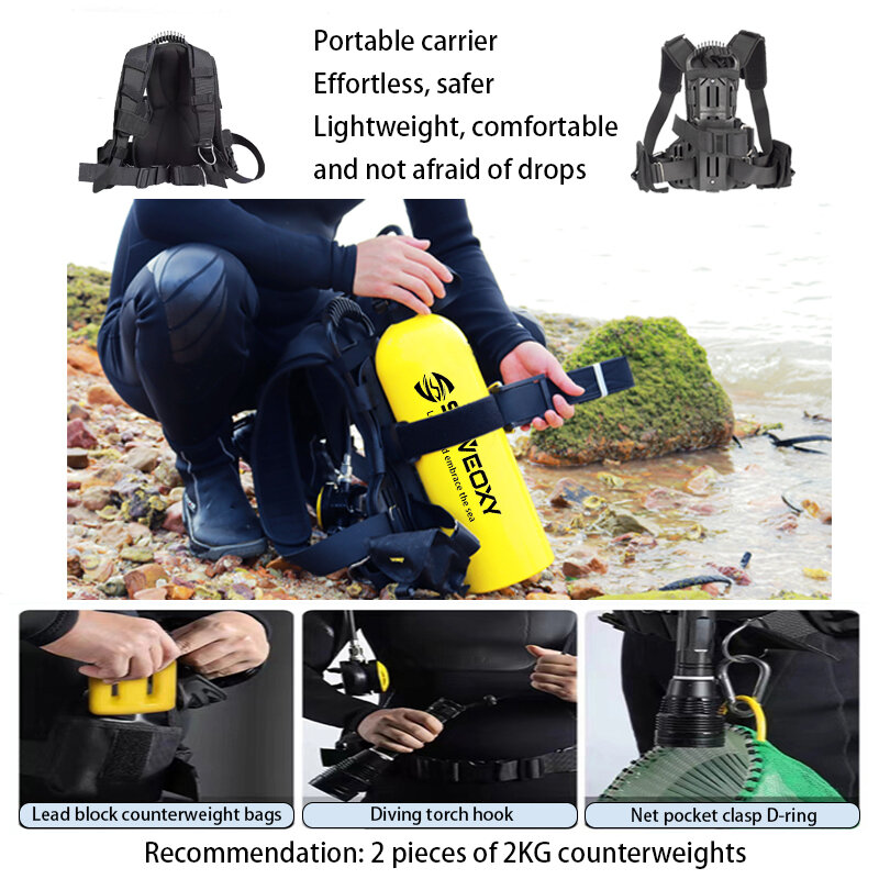 SDIVEOXY New 3L 4L Professional Portable Diving Rebreather Recreational Salvage Fishing Oxygen Scuba Cylinder