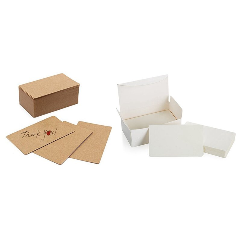 Cartes de visite en papier Kraft vierge, avec 100 cartes de Message en carton blanc, 100 pièces